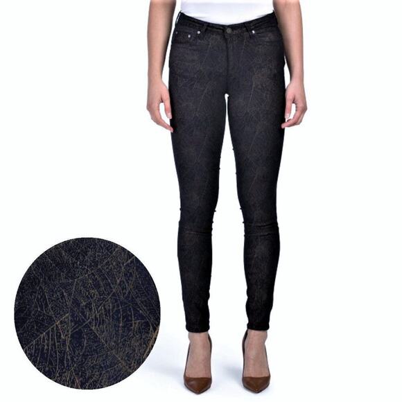 New! TRACTR Women's Hi-Rise Foil Print Faux Suede Ankle Skinny Jeans - Picture 6 of 7